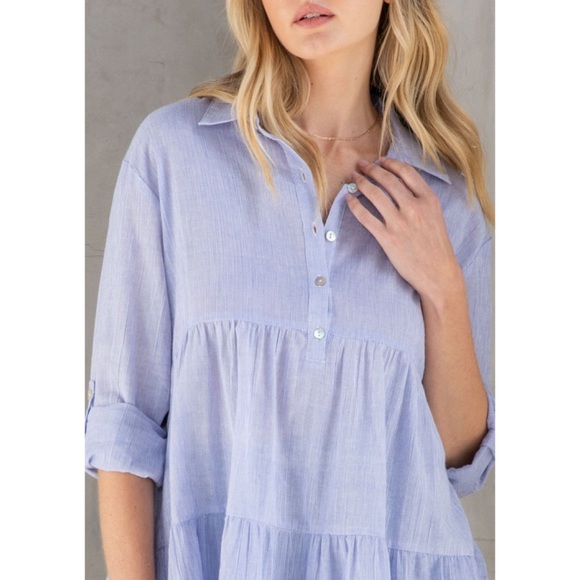 LOVE STITCH • Ocean Ave Tiered Striped Tunic, L - Picture 2 of 16